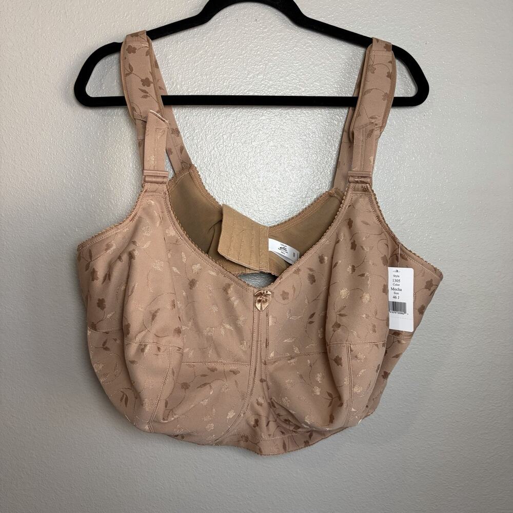 Elila Jacquard Full Coverage Bra 46J 46 J Full Support Softcup 1305 Mocha NWT